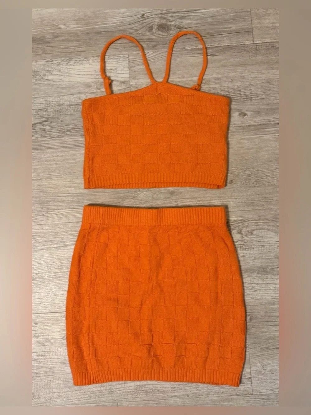Luige Italy Orange Knit Matching Set | Size M